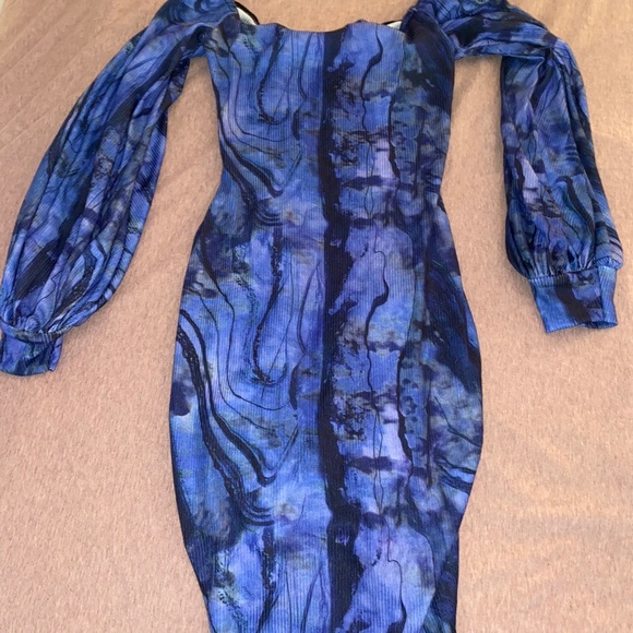 Blue Ruched Bodycon Dress - Picture 3 of 3